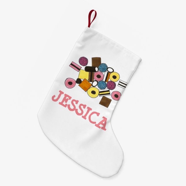 Pastel All Sorts Liquorice Allsorts Candy Foodie Small Christmas Stocking (Front (Hanging))