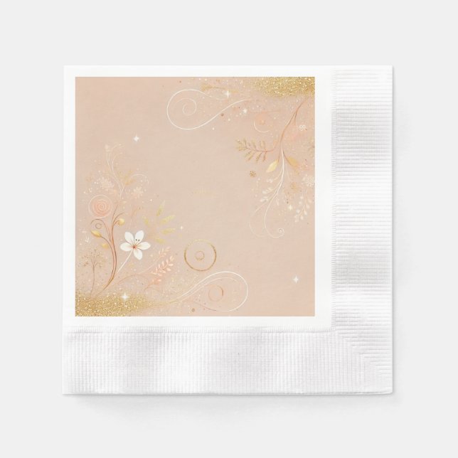 Pastel Amber Floral Morif Design Napkin (Front)