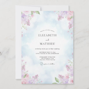 Pastel Amethyst Peony Wedding Invitation