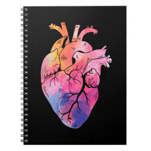 Pastel Anatomical Heart Colourful Cardiology Notebook