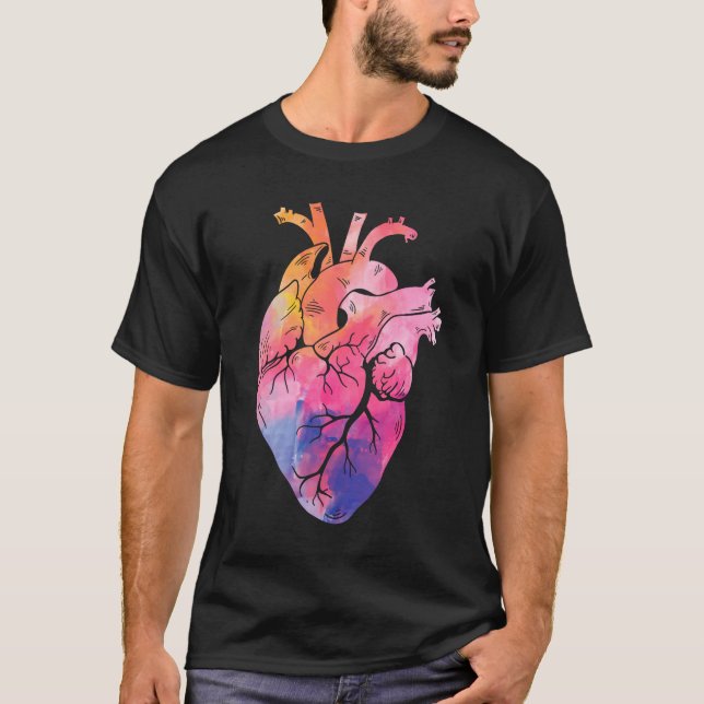 Pastel Anatomical Heart Colourful Cardiology T-Shirt (Front)