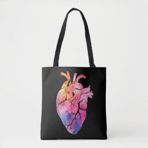 Pastel Anatomical Heart Colourful Cardiology Tote Bag