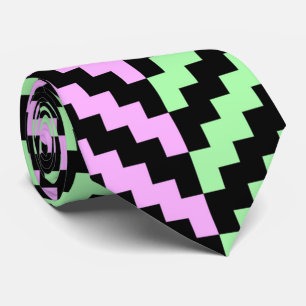 Pastel and Black Geometric Chevron Tie