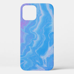 PASTEL AND BLUE ABSTRACT WAVES iPhone 12 CASE