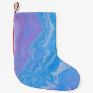 PASTEL AND BLUE ABSTRACT WAVES SMALL CHRISTMAS STOCKING