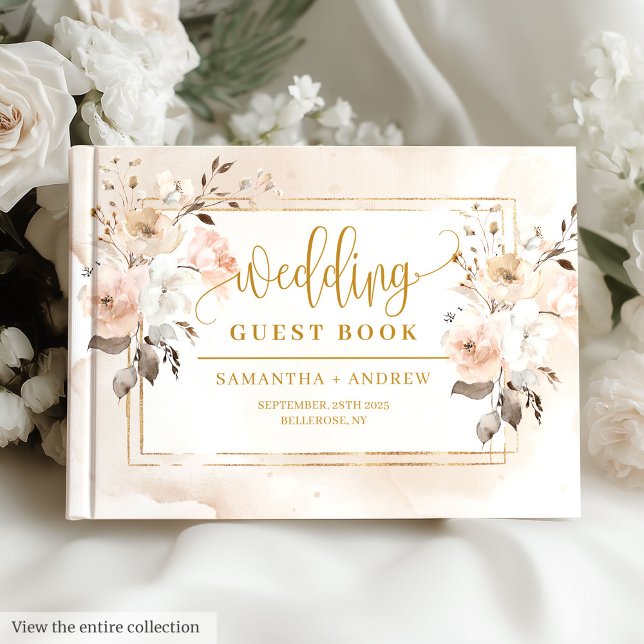Pastel and Gold Autumn Florals Wedding Guest Book (Pastel and Gold Autumn Florals Wedding Guest Book

)