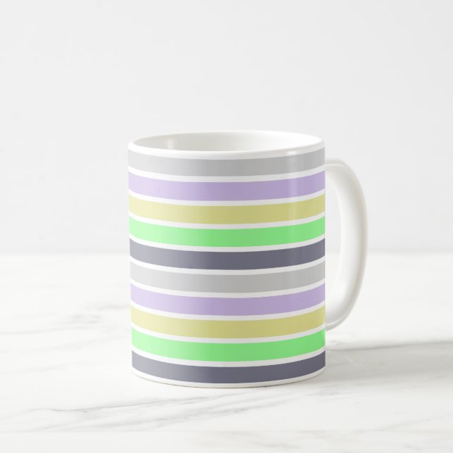 Pastel and white stripes coffee mug (Front Right)