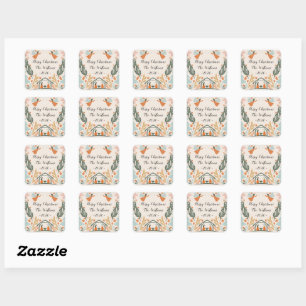 Pastel Angel Christmas Square Sticker