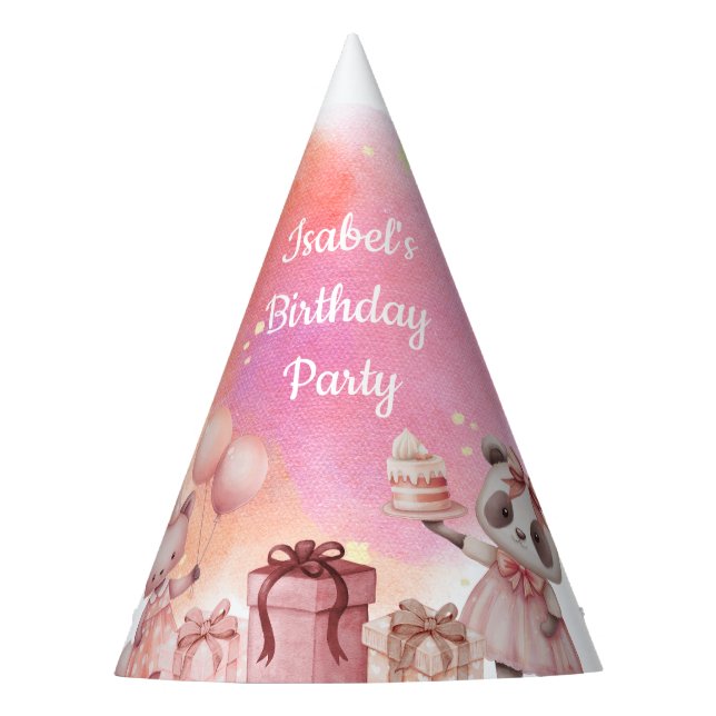 Pastel Animal Birthday Party Hat (Front)