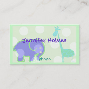 Pastel Animal Children's Calling Card
