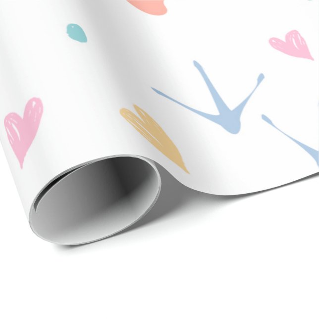 Pastel Animal Paw Wrapping Paper (Roll Corner)