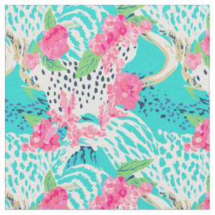 Pastel animal print with flowers fabric