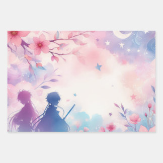 Pastel Anime Illustrated Wrapping Paper 