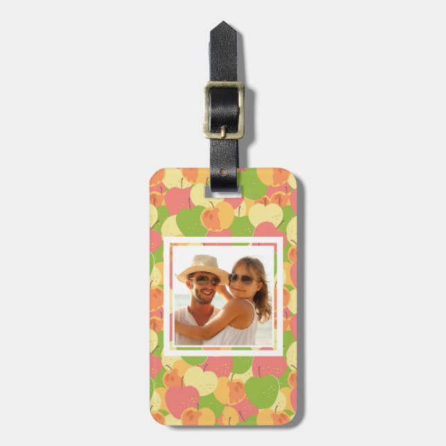 Pastel Apples Pattern | Add Your Photo Luggage Tag (Front Vertical)