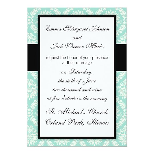 pastel aqua and cream fleur elegant damask card