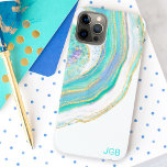 Pastel Aqua and Purple Agate with Monogram Case-Mate iPhone Case<br><div class="desc">Protect your phone with a beautifully stylish case featuring an agate stone pattern in trendy feminine pastel aqua, purple, blue and gold. A text template is included to personalise with your monogram or other desired text. You can also delete the sample monogram if you wish to order the case without...</div>