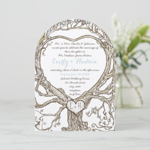 Pastel Aqua Blue Boho Bohemian Heart Shaped  Invitation