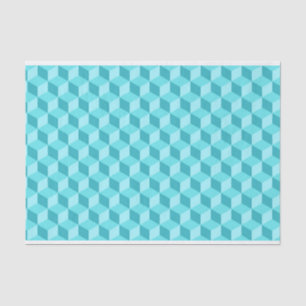 PASTEL AQUA BLUE GEOMETRIC CUBE PATTERNS TISSUE PAPER