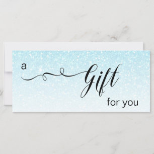 *~* Pastel Aqua Blue Glitter Trendy Gift Card
