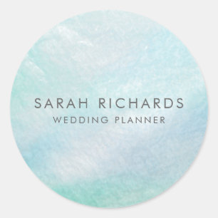 Pastel Aqua Blue Pretty Mother of Pearl Shell Classic Round Sticker