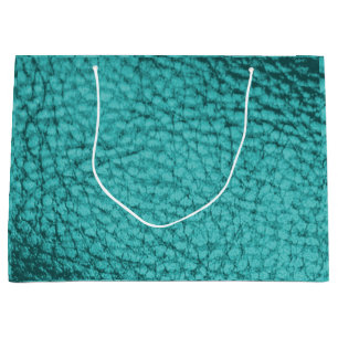 Pastel Aqua Faux Leather Tissue Paper Large Gift Bag