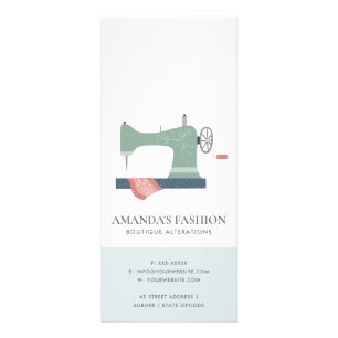 PASTEL AQUA GREEN PINK SEWING MACH PRICE SERVICE RACK CARD