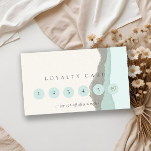 Pastel Aqua Grey  Kraft Mountain 6 Punch Loyalty Business Card