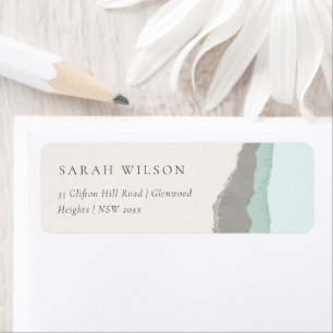 Pastel Aqua Grey Kraft Mountain Wave Address