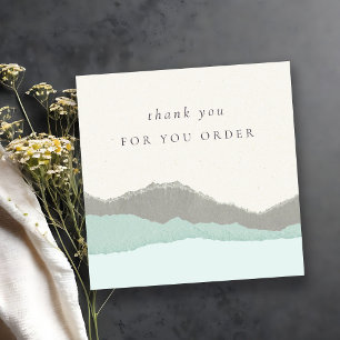 Pastel Aqua Kraft Mountain Thank Your For Order Square Business Card