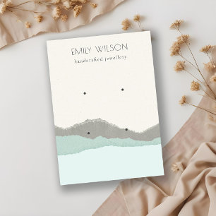 Pastel Aqua Kraft Mountain Wave 2 Earring Display Business Card