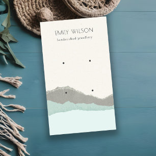 Pastel Aqua Kraft Mountain Wave Earring Display Business Card