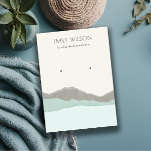 Pastel Aqua Kraft Mountain Wave Earring Display Business Card