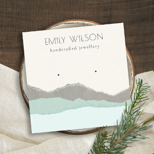 Pastel Aqua Kraft Mountain Wave Earring Display Square Business Card