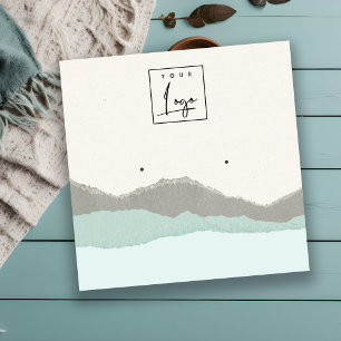 Pastel Aqua Kraft Mountain Wave Earring Display Square Business Card