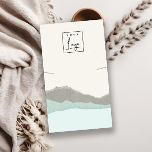 Pastel Aqua Kraft Mountain Wave Necklace Display Business Card