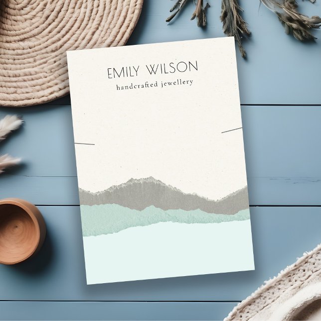 Pastel Aqua Kraft Mountain Wave Necklace Display Business Card (Creator Uploaded)