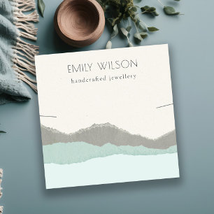 Pastel Aqua Kraft Mountain Wave Necklace Display Square Business Card