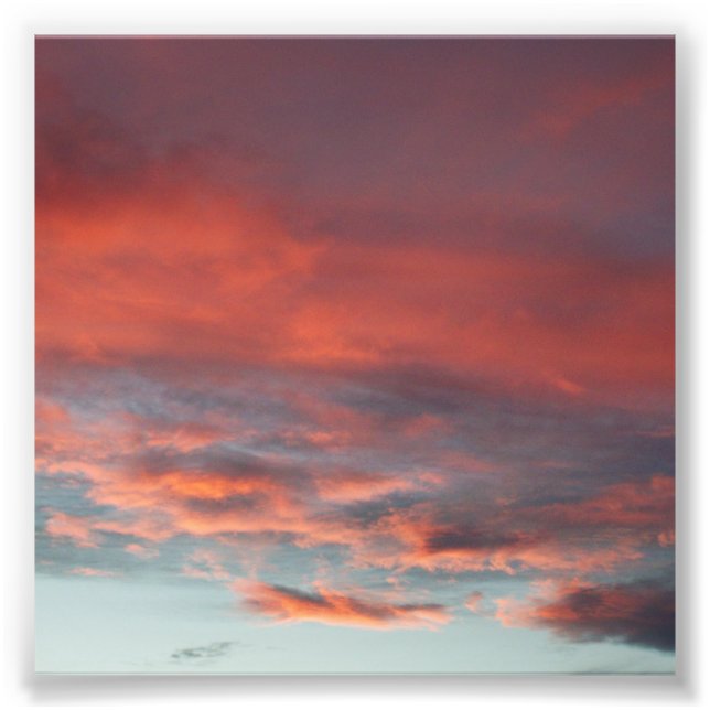 Pastel Aqua Pink Clouds Sunset 4x4 Square Photo Print (Front)