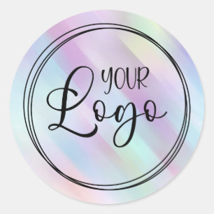 Pastel Aqua Purple Iridescent Colours Logo Classic Round Sticker
