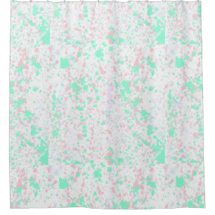 Pastel Aqua, Purple & White Paint Splatter Shower Curtain