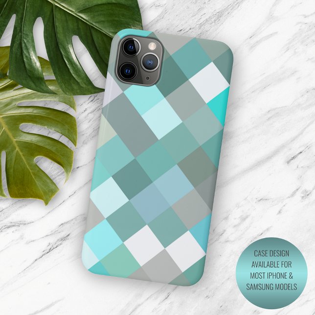 Pastel Aqua Turquoise Jade Green Pixel Block Art Case-Mate iPhone Case (Creator Uploaded)