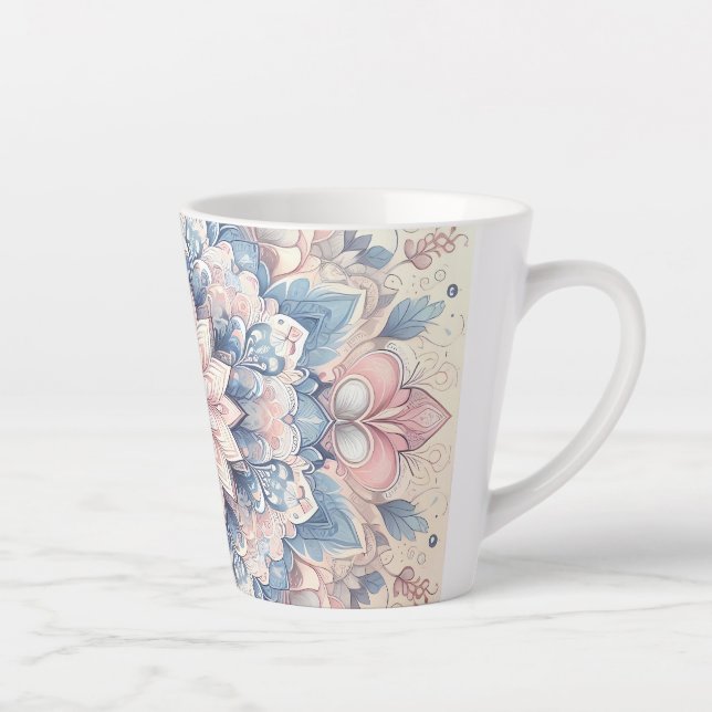 Pastel Arabesque Mandala Art Latte Mug  (Right)