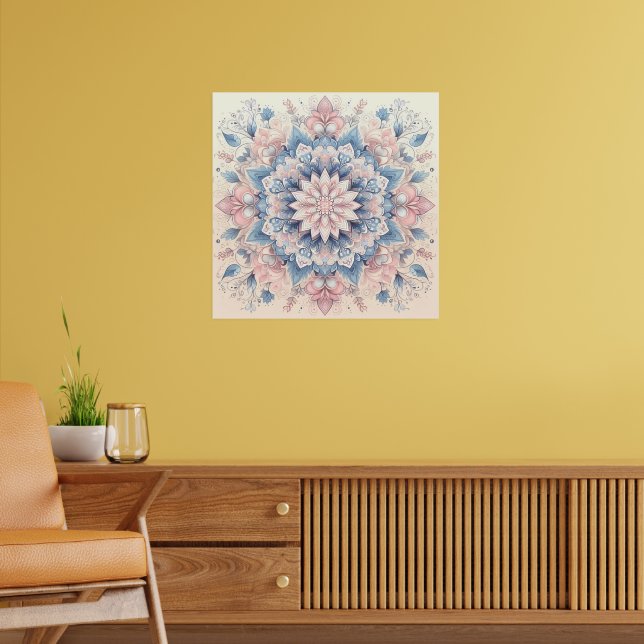 Pastel Arabesque Mandala Art Poster (Living Room 2)