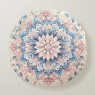 Pastel Arabesque Mandala Art Round Cushion