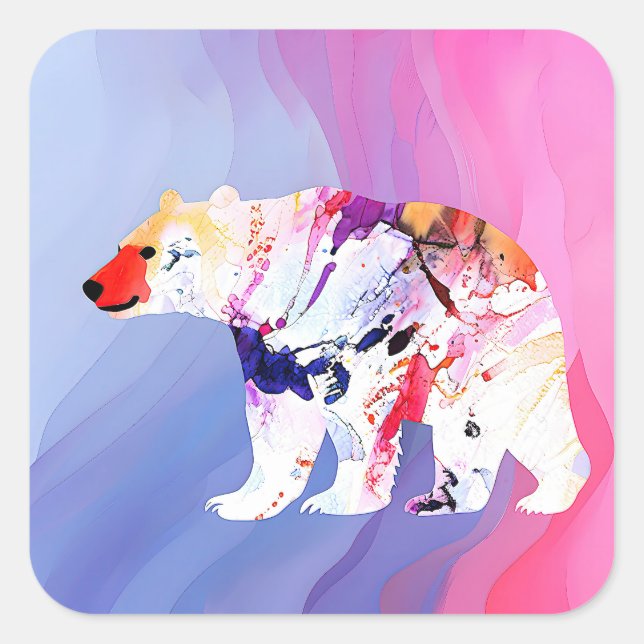 Pastel Arctic Explorer in Watercolour       Square Sticker (Front)