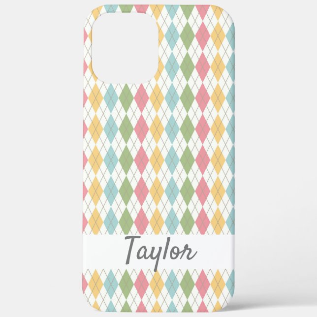 Pastel Argyle Pattern Personalised Case-Mate iPhone Case (Back)
