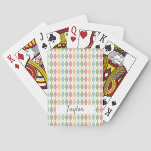 Pastel Argyle Pattern Personalised Playing Cards
