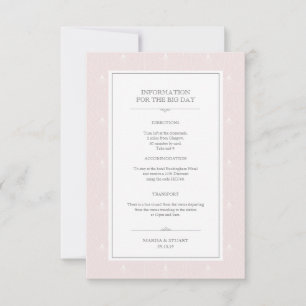 Pastel Art Deco Pink Wedding Information Card