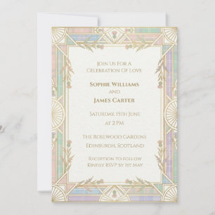 Pastel Art Deco Wedding Invitation