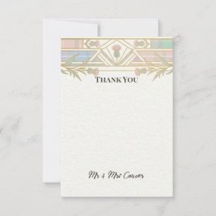 Pastel Art Deco Wedding Thank You Card